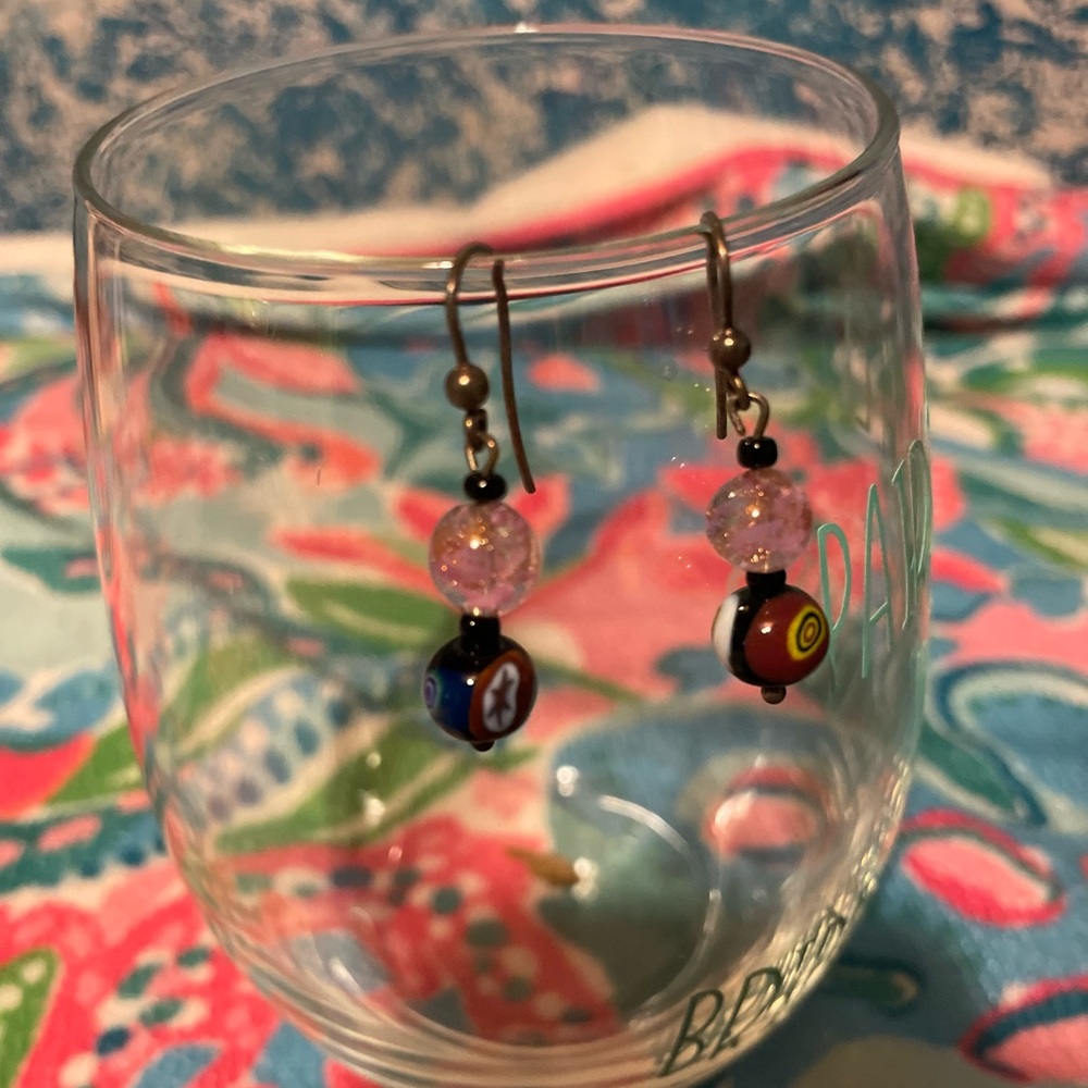 Hanging pink and numerous color earrings